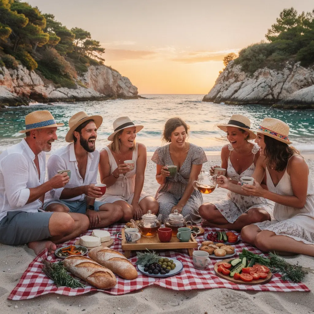 Zamamna šalica čaja s mirisnim parama koja se uzdiže u sunčanoj atmosferi.