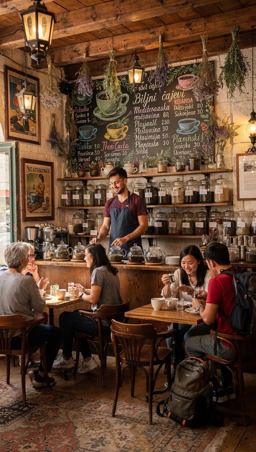 Zadovoljan trenutak uživanja u čaju s prijateljima u prirodi.